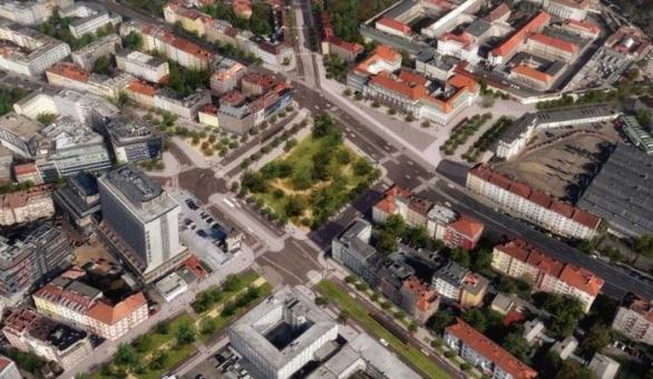 Takhle krásně by to mělo na magistrále nově vypadat. Stromečky, tramvajky, parčík, koho zajímá, že tam nepůjde jet autem nebo zaparkovat?