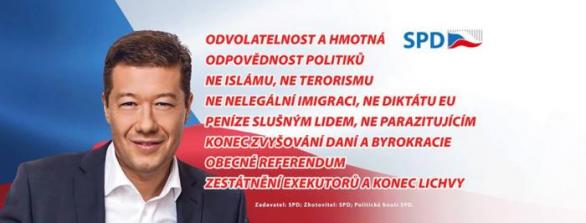 Peníze slušným lidem, ne parazitujícím je jedním ze sloganů SPD