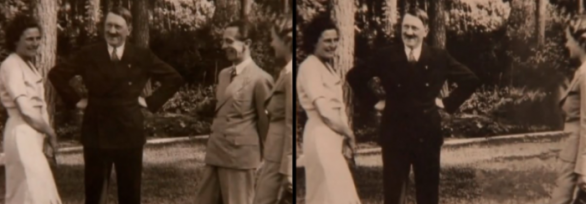 Nepohodlný nacista Josef Goebbels, vyretušovaný z fotky s Hitlerem (přesný důvod jeho nepohodlnosti není znám)