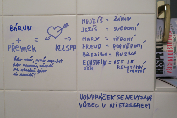 Lidová, lehce dětinská, chlapská tvořivost na pánském wc v redakci G.cz 