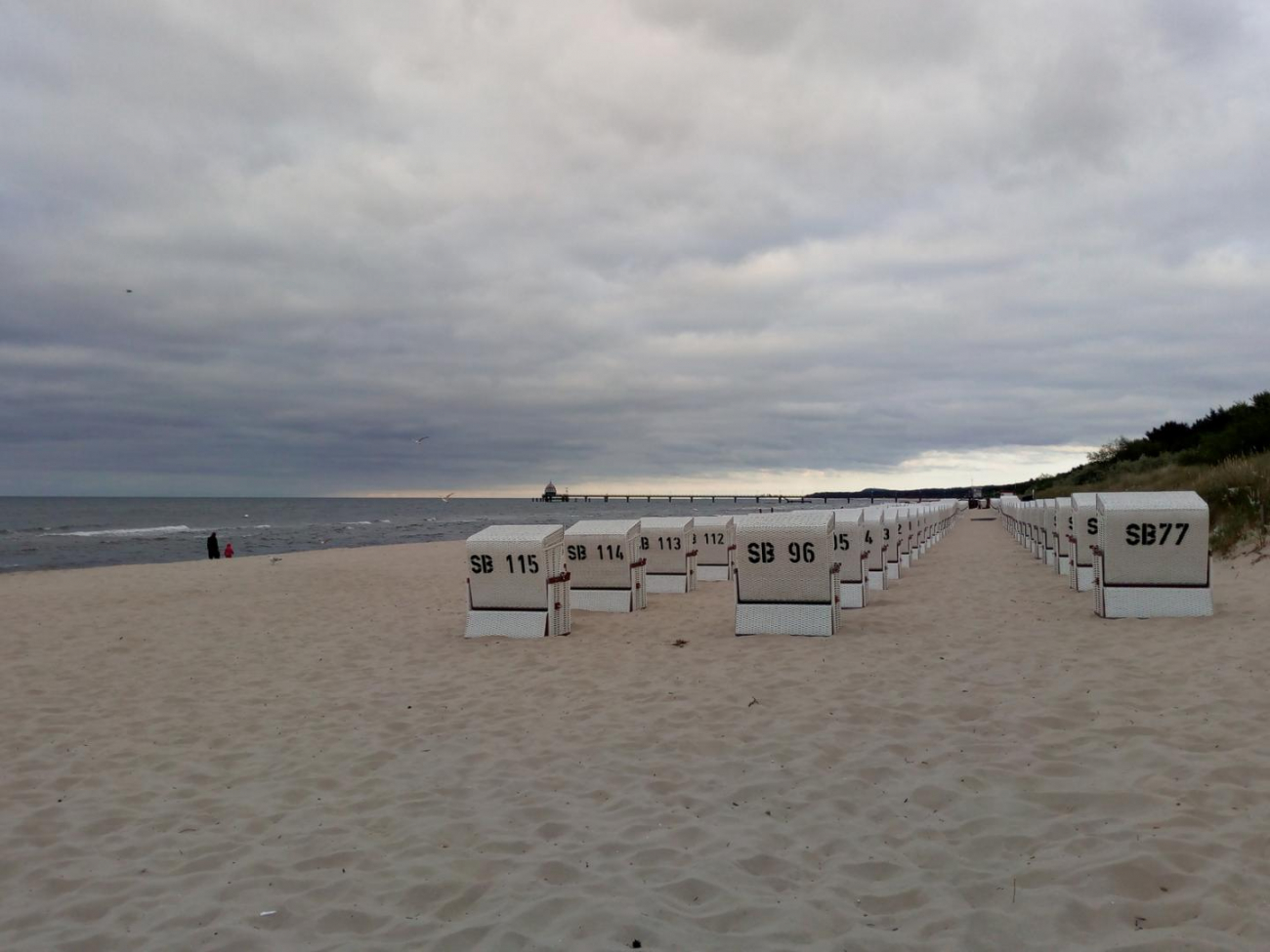Jen ostrov Usedom nabízí mnoho kilometrů malebných pláží. Zinnowitz 2018.