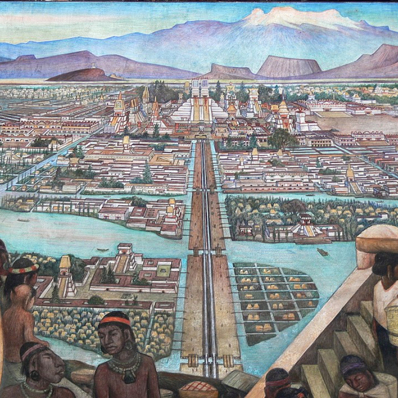 Mural of the Aztec city of Tenochtitlan, Palacio Nacional, Mexico City
