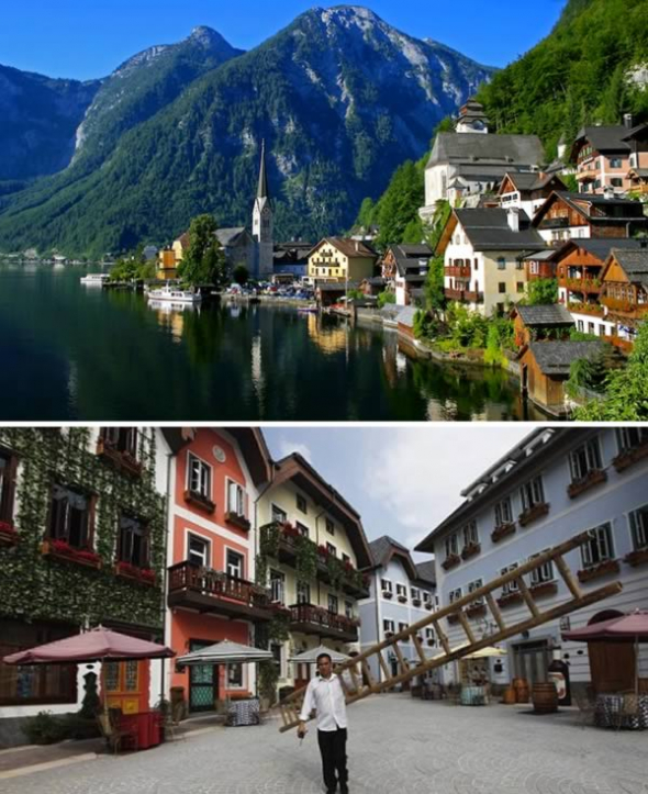 9. Alpské městečko Hallstatt v Číně
